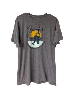 Fender Shirt Large Brown Heather Surf Stratocaster Rock N Roll Graphic 20x29 L